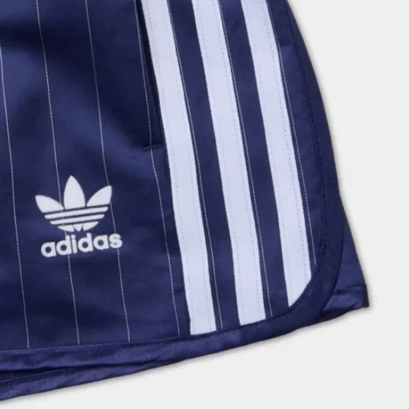 ADIDAS Pinstripe Satin Shorts (S/Blue) - Picture 6 of 13